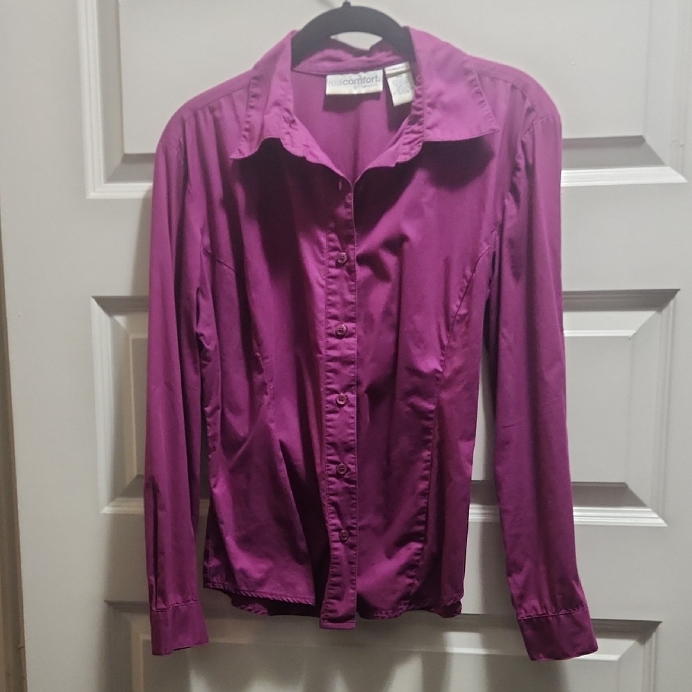 Chadwicks Purple Button Down Blouse PM